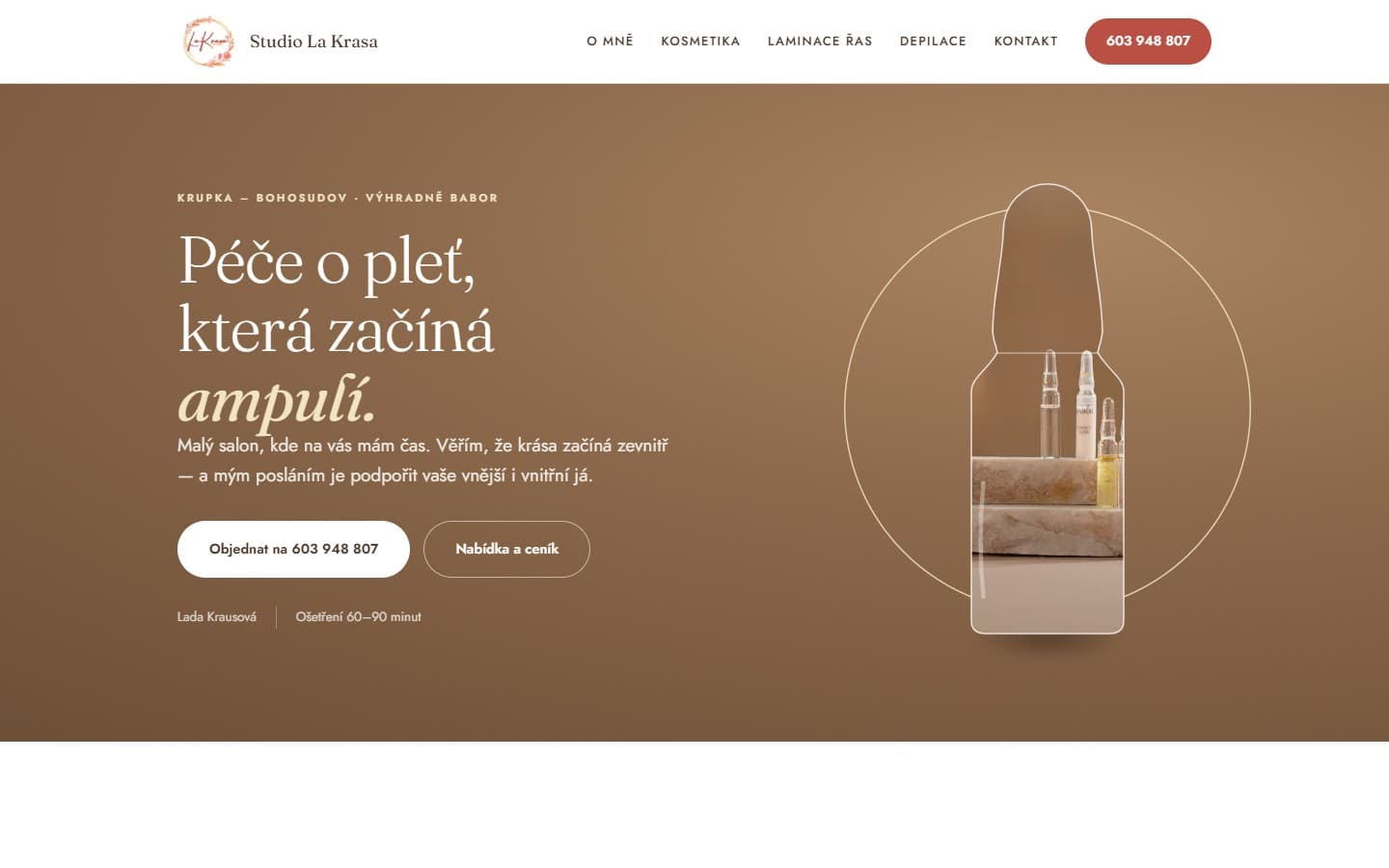 Startseite der Website Studio La Krasa auf dem Desktop