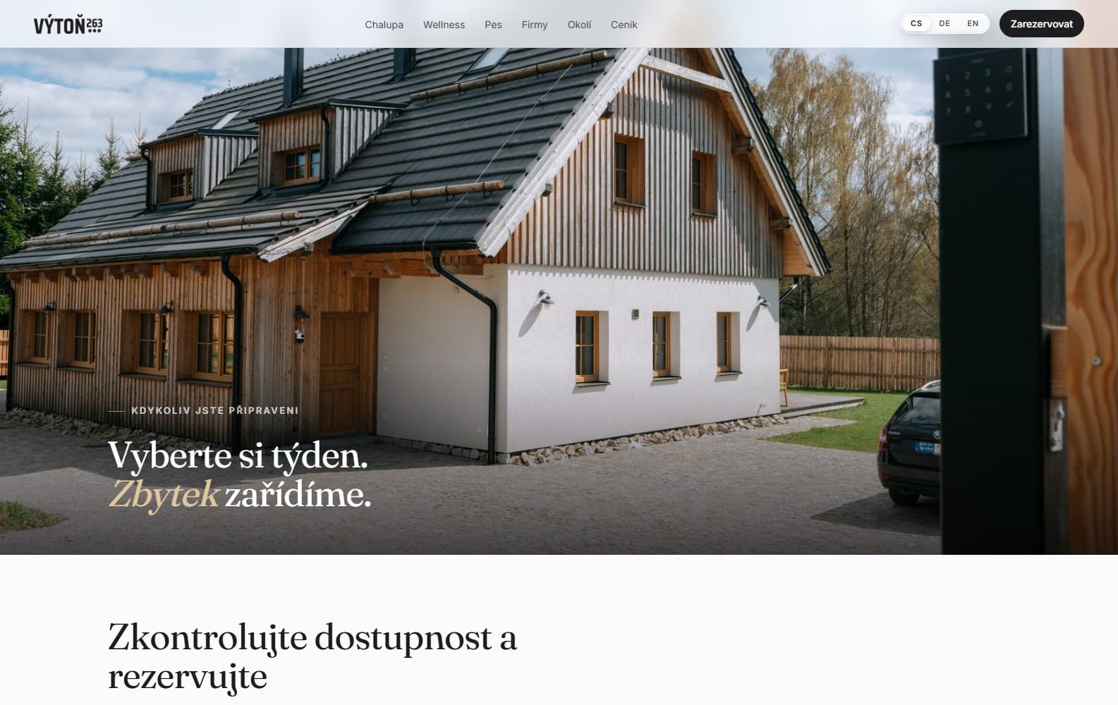 Preis- und Buchungsseite der Website Výtoň 263