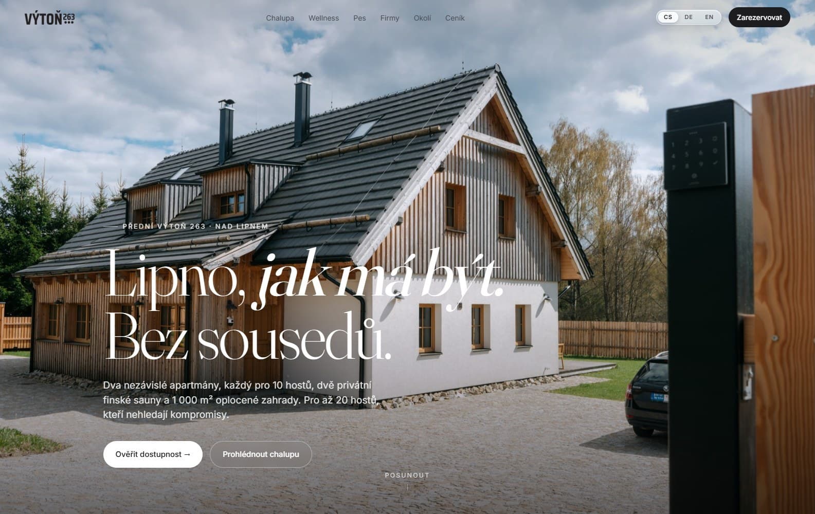 Startseite der Website Výtoň 263 auf dem Desktop