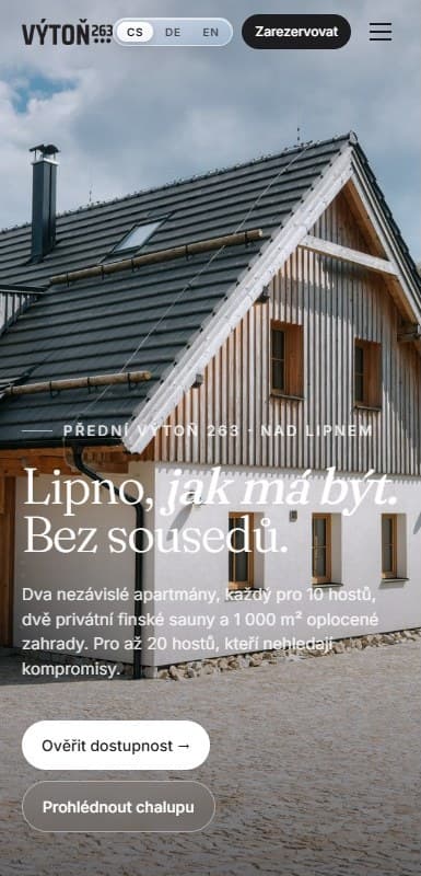 Mobile version of the Výtoň 263 website